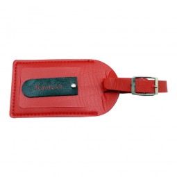 Engraved Bag Tag Red Leather