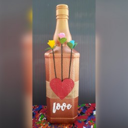 Bottle art gift with Floral Décor