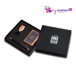 Corporate Gift Set- Pen + Keychain + Card Holder [Brown]