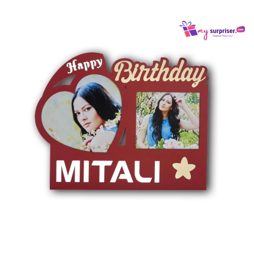 Birthday Special Wooden Photo Frame with Name - 2 Photos