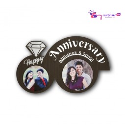 Anniversary Special Wooden Photo Frame with Name - 2 Photos