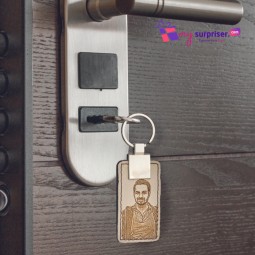 Engraved Keychain in Leather - Rectangle