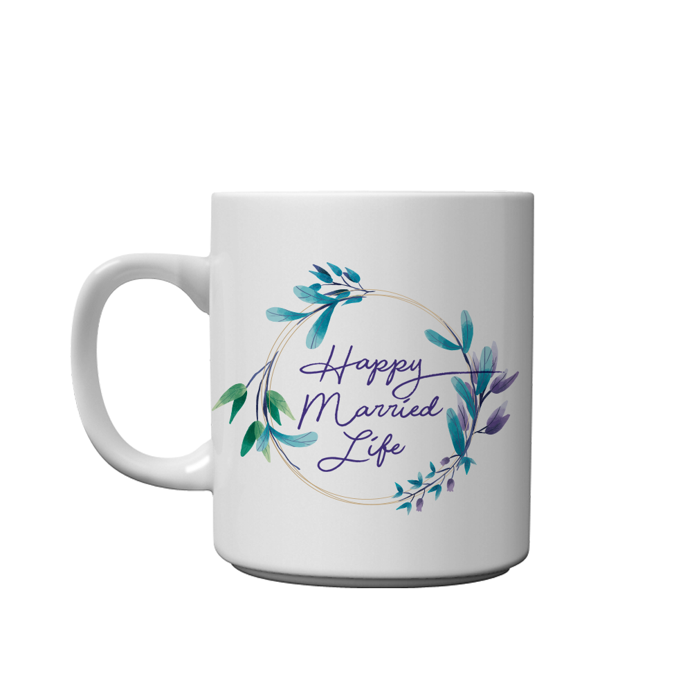 Customized Mugs | Golden Mugs | Happy Married life mug