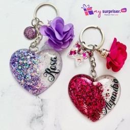Resin Keychain - Heart Shape with Name