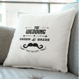 The wedding Groom & Bride save the date pillow