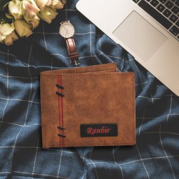 Personalized engraved Light brown wallet