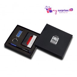 Corporate Gift Set- Pen + Keychain + Card Holder [Red]