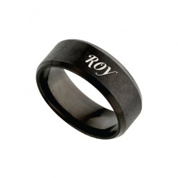 Name Engraved Men's Black Ring