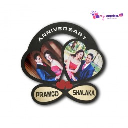 Anniversary Special Wooden Photo Frame with Name- 2 Photos