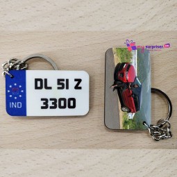 Number Plate Wooden Key Chain - Back side Printable